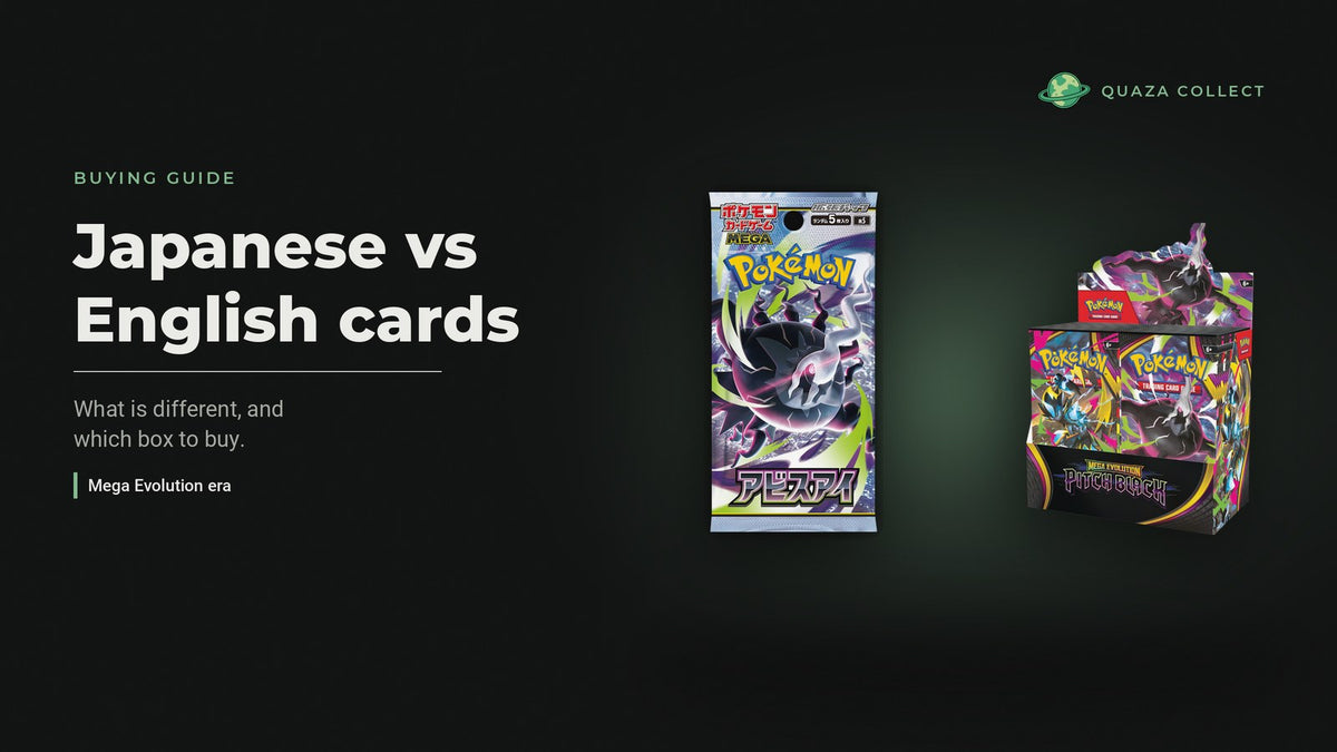 Pitch Black booster box beside a Japanese Abyss Eye booster pack
