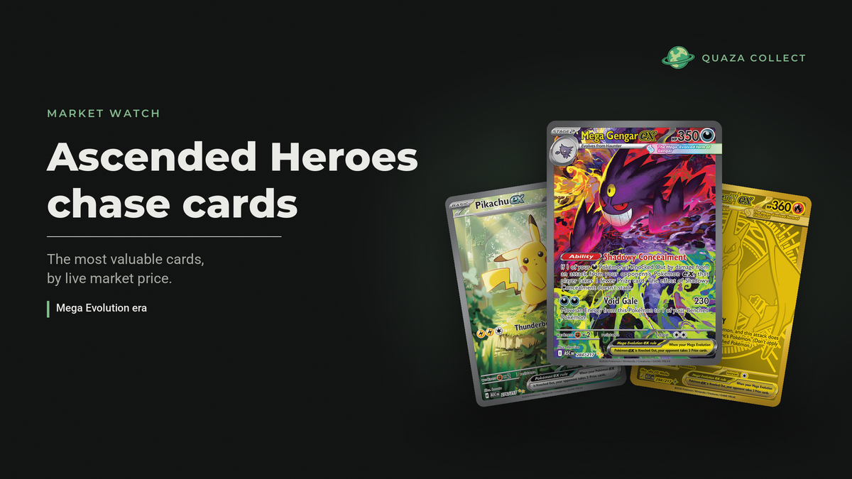 Mega Gengar ex, Pikachu ex and Mega Charizard Y ex cards from Pokémon Ascended Heroes