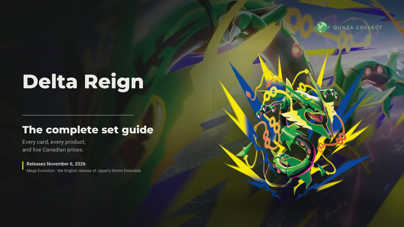 Pokémon TCG Mega Evolution Delta Reign set guide, featuring Mega Rayquaza ex