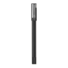Moleskine Pen+ Ellipse smart pen in Black standing upright with its cap and metal clip on, front view