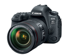 Canon EOS 6D Mark II with the EF 24-105mm f/4L IS II USM lens, three-quarter front view