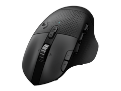 Logitech G604 LIGHTSPEED Wireless Gaming Mouse in Black, front view showing the scroll wheel, the buttons behind it and the G logo