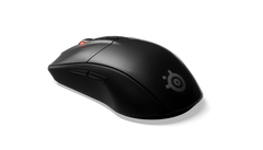 SteelSeries Rival 3 Wireless in Black from the front left, showing the two side buttons and the ergonomic right-handed shape