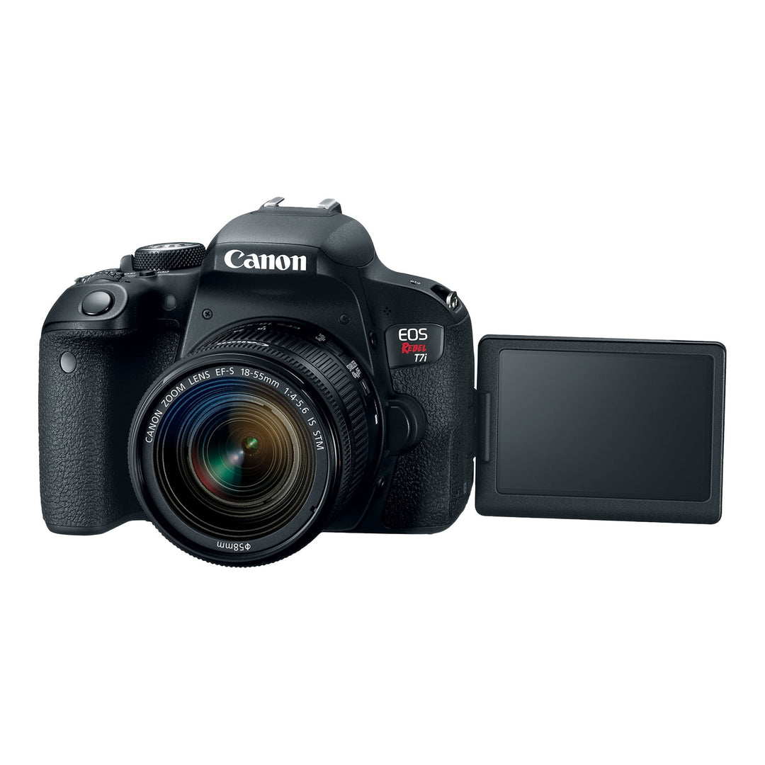 Canon EOS Rebel T7i with the 3.0-inch vari-angle touchscreen swung out to the side