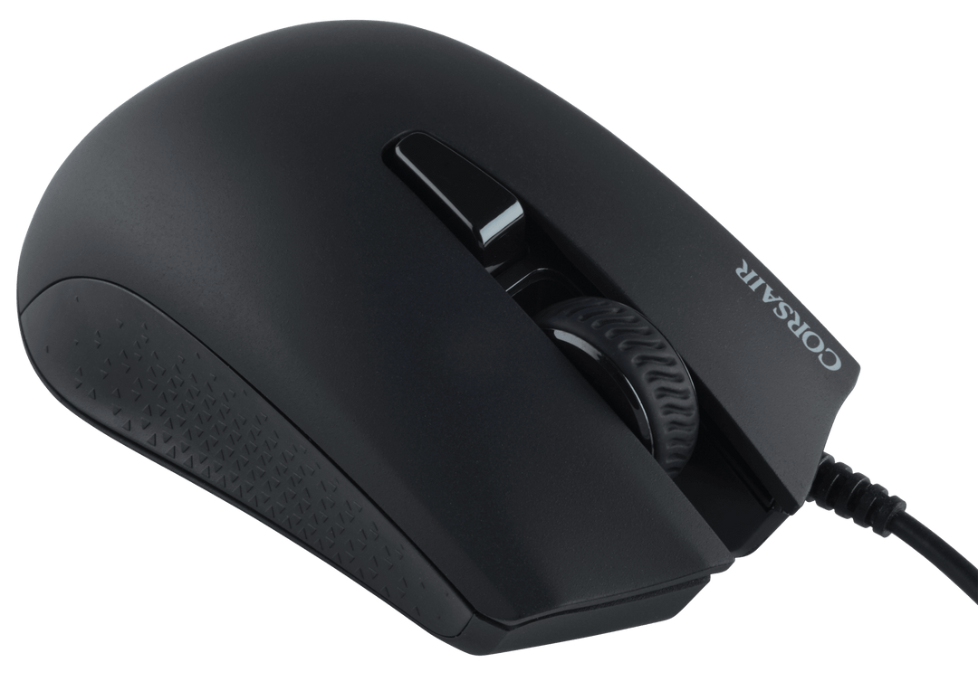 Corsair HARPOON RGB PRO in Black from the right, showing the textured scroll wheel and the rubber side grip