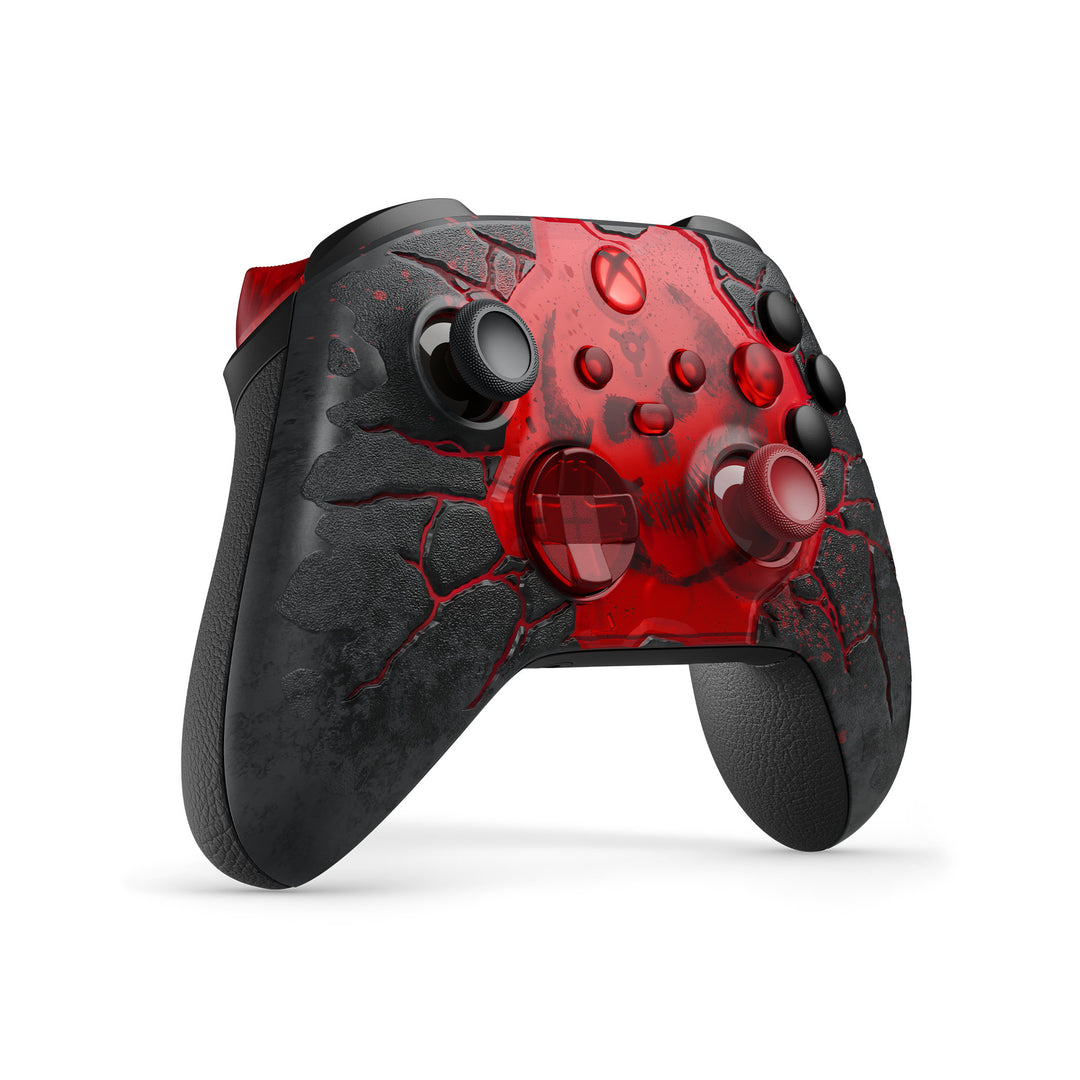 XBOX Wireless Controller Gears of War: E-Day Limited Edition, left three-quarter view with the transparent D-pad