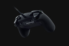 Back of the Razer Wolverine V2 wired controller in Black, showing the triggers, the trigger stop switches and the cable strain relief