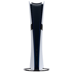 PlayStation 5 Pro Console front edge with the USB-C ports and power button, shown on the vertical stand sold separately