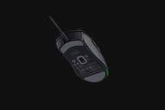 Underside of the Razer Cobra in Black, showing the optical sensor and the PTFE mouse feet