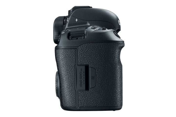 Canon EOS 5D Mark IV camera body, right side showing the dual card door and NFC mark