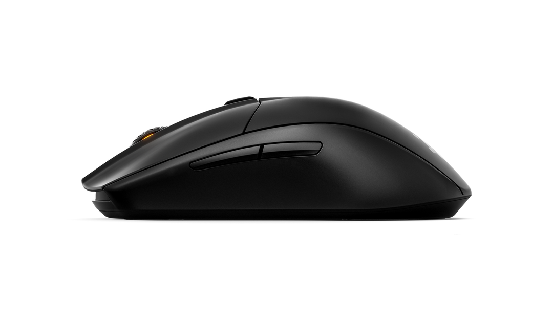 Left side of the SteelSeries Rival 3 Wireless in Black, showing the two thumb buttons