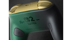 Nintendo Switch 2 Pro Controller The Legend of Zelda 40th Anniversary Edition, close-up of the pixel-art Link and sword on the back