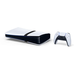 PlayStation 5 Pro Console 2TB lying flat with the white DualSense wireless controller