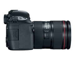 Canon EOS 6D Mark II with the EF 24-105mm f/4L IS II USM lens, grip side view with the card slot door
