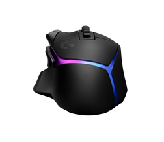 Logitech G502 X PLUS in Black from behind, showing the palm rest and the RGB light strip