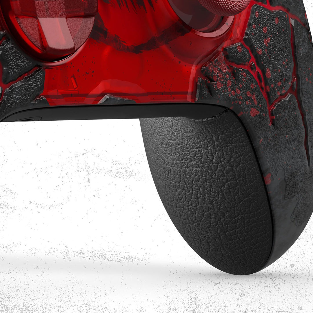 XBOX Wireless Controller Gears of War: E-Day Limited Edition, close-up of the laser-etched cracked-asphalt texture
