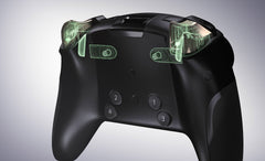 Rear of the Thrustmaster eSwap X Pro controller in Black with the RT and LT trigger locks highlighted