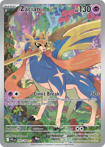 Zacian 100/094 Illustration Rare by Yoriyuki Ikegami, Phantasmal Flames