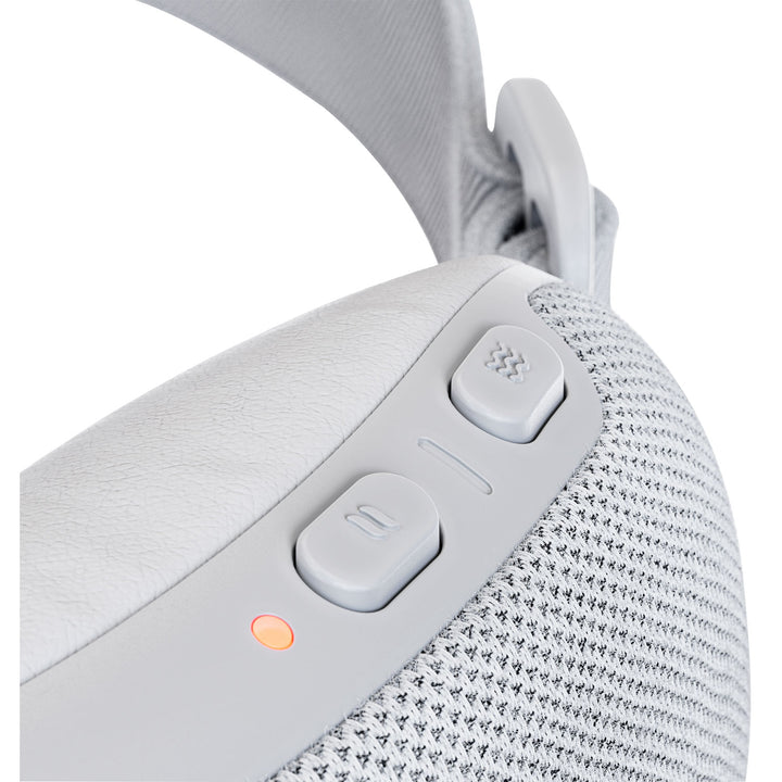 Therabody SmartGoggles grey, heat and vibration buttons on white