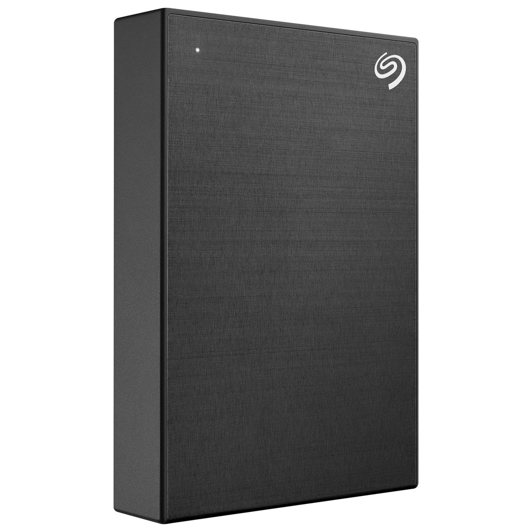 Seagate One Touch 5TB black portable HDD, three-quarter, white background