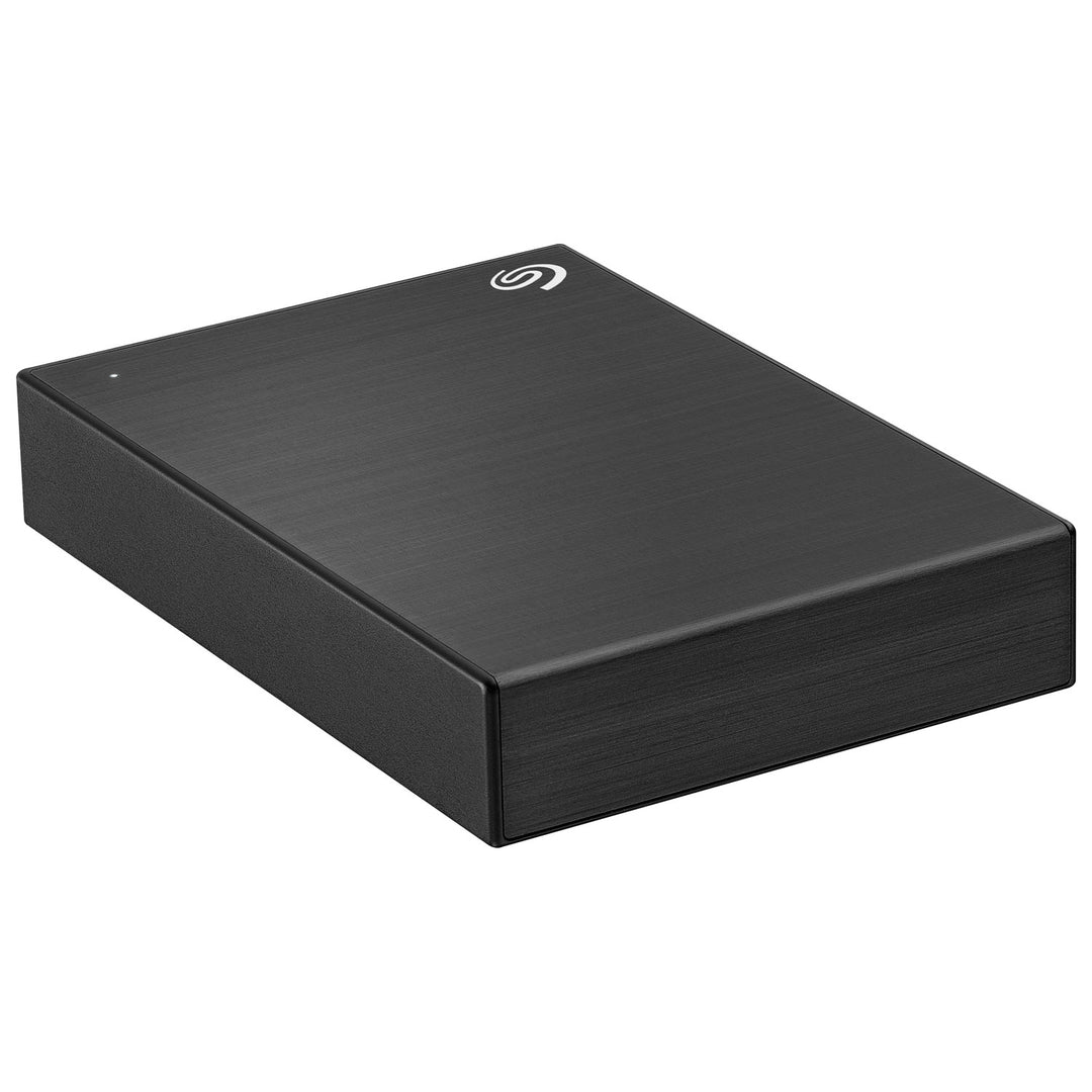 Seagate One Touch 5TB black portable HDD, top, white background