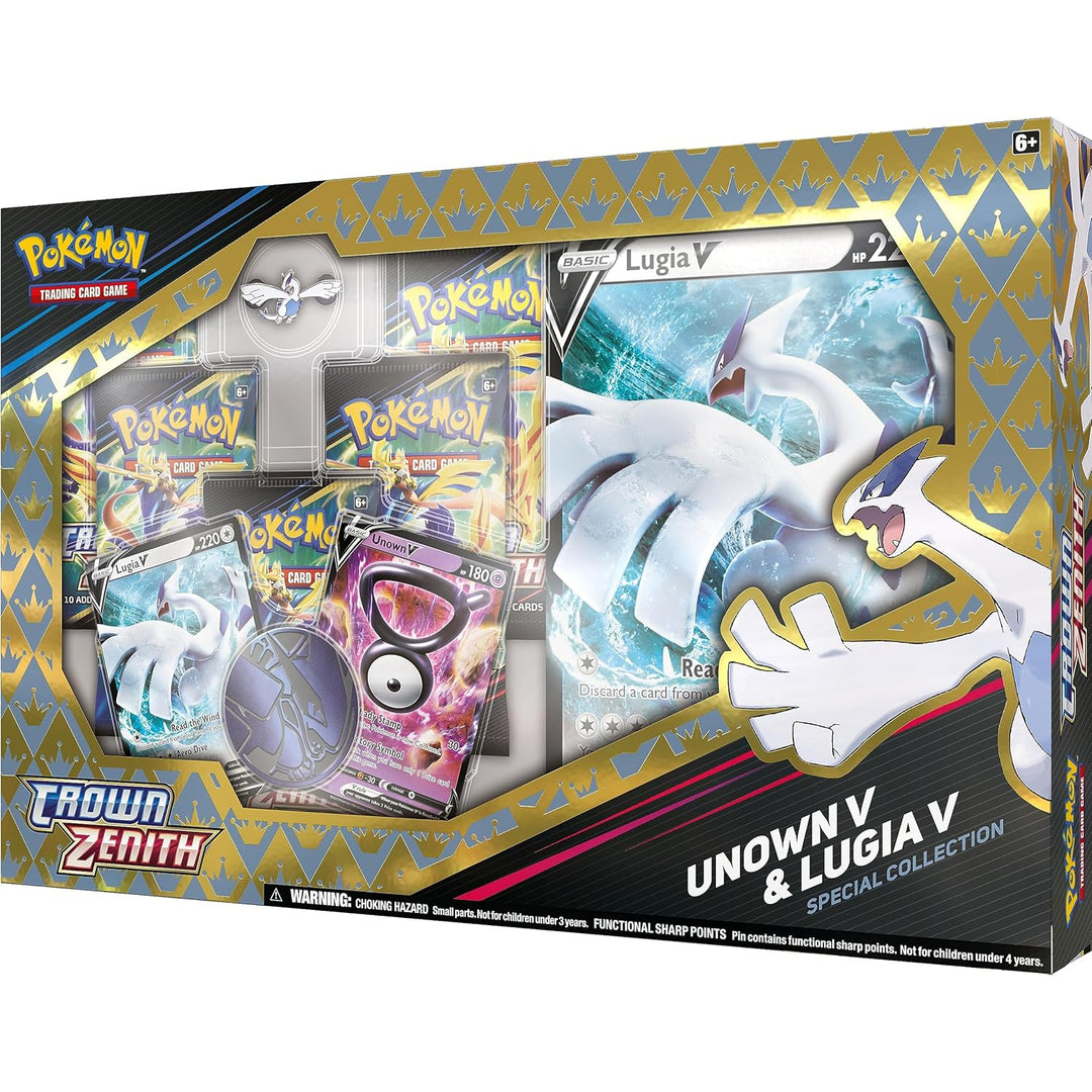 Pokemon TCG: Crown Zenith Special Collection - Unown & Lugia (5 Booster Packs, Promos, Pin and Coin) Sword and Shield