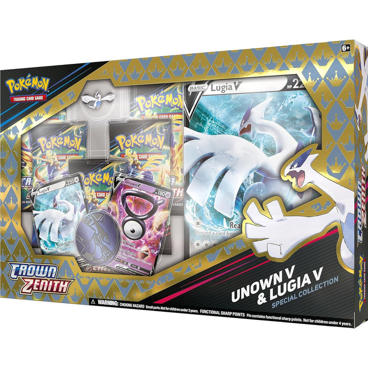 Pokemon TCG: Crown Zenith Special Collection - Unown & Lugia (5 Booster Packs, Promos, Pin and Coin) Sword and Shield
