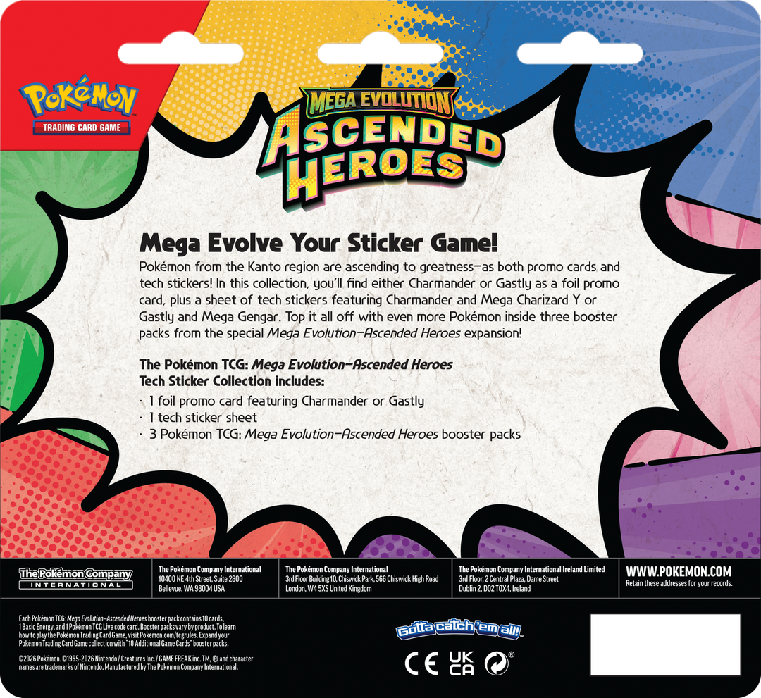 Pokemon TCG: Ascended Heroes Tech Sticker Collection (3 Booster Packs + Promo + Sticker)