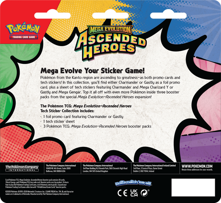 Pokemon TCG: Ascended Heroes Tech Sticker Collection (3 Booster Packs + Promo + Sticker)