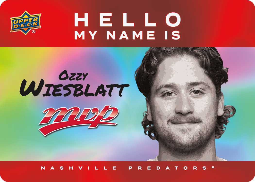 MVP Hockey 2025-26: Ozzy Wiesblatt Hello My Name Is sticker card