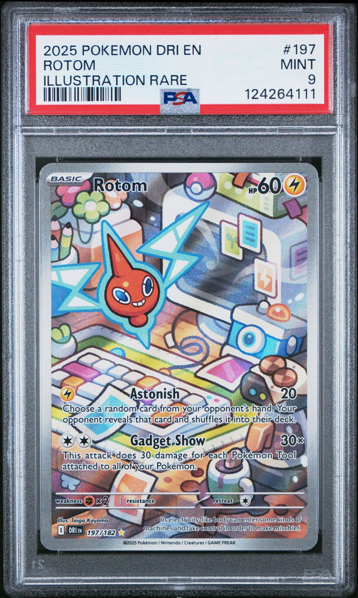 Rotom #197 Illustration Rare in PSA 9 - Destined Rivals Pokemon 2025 - Quaza Collect