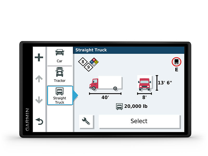 Garmin dezl OTR500, angled