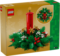 LEGO 40743 Christmas Table Decoration box back showing the centerpiece from above