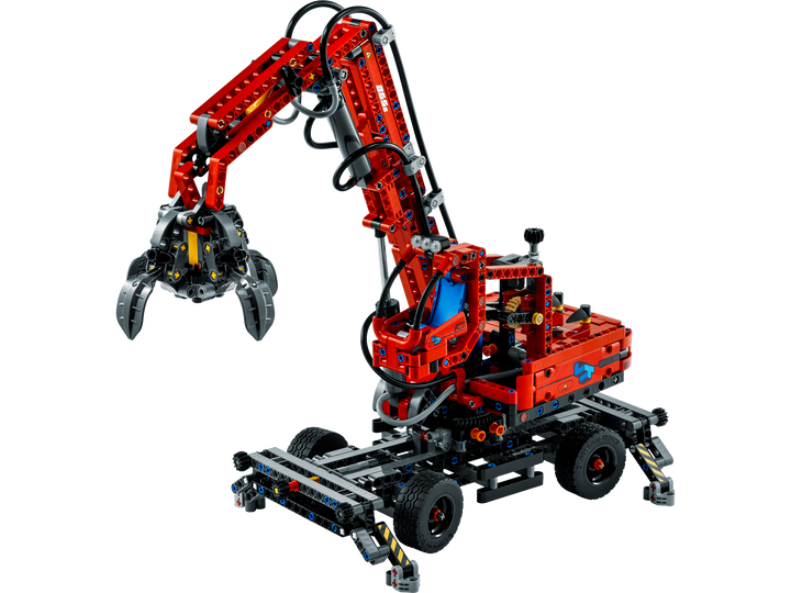 Built LEGO Technic 42144 Material Handler with pneumatic grapple, official photography