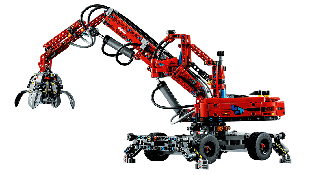 LEGO Technic 42144 Material Handler side view with open grapple
