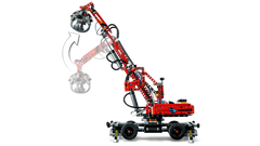 LEGO Technic 42144 Material Handler side profile showing arm travel