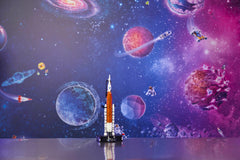 LEGO Technic NASA Artemis Space Launch System Rocket 42221, built rocket on display