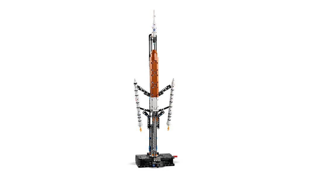 LEGO Technic NASA Artemis Space Launch System Rocket 42221, solid rocket boosters separating from the core stage