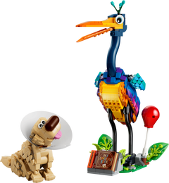 LEGO Disney and Pixar Kevin & Dug 43290, built Kevin on his stand with the red balloon and My Adventure Book, and Dug in his cone