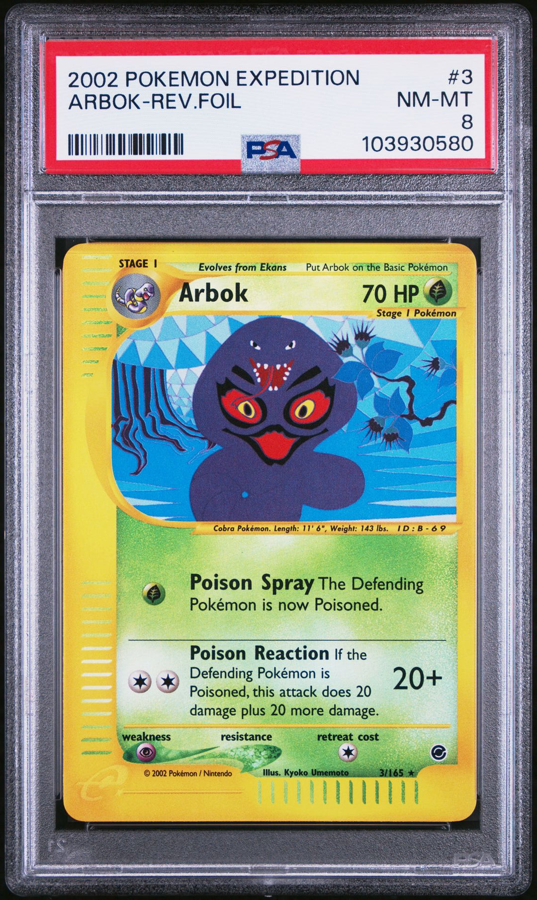 Arbok #3 Reverse Holo in PSA 8 - Expedition Pokemon 2002 - Quaza Collect