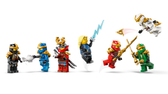 LEGO NINJAGO Ninja Character Display 15th Anniversary 71866, seven of the minifigures with their weapons