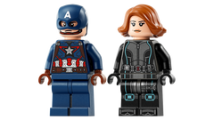 Captain America and Black Widow minifigures close-up with shield and baton