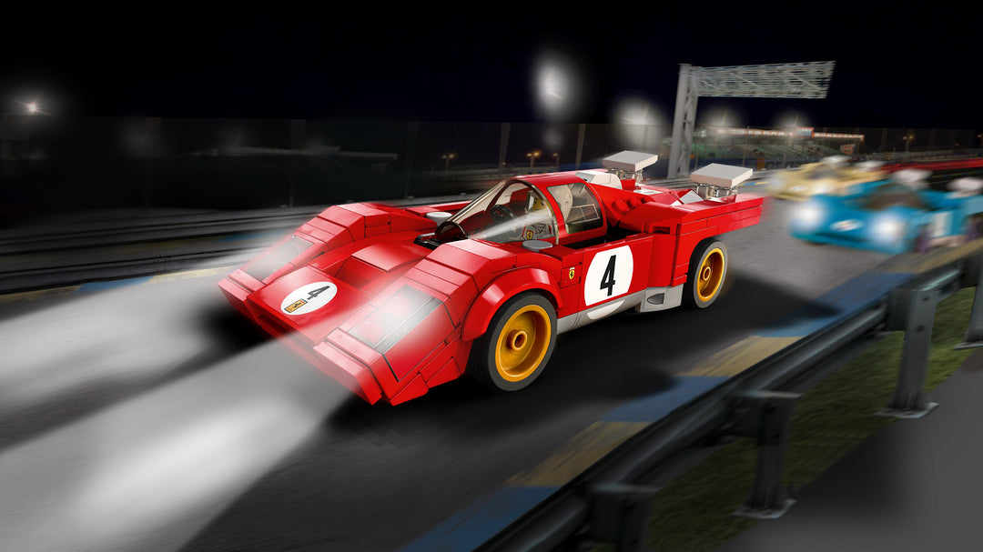 LEGO 1970 Ferrari 512 M on track at night, official photography