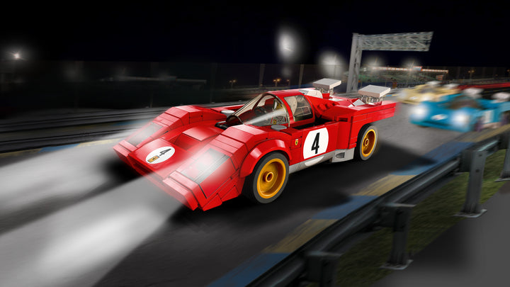 LEGO 1970 Ferrari 512 M on track at night, official photography