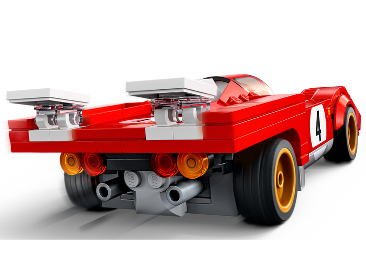 LEGO 1970 Ferrari 512 M rear three-quarter angle showing exhausts and rear wing