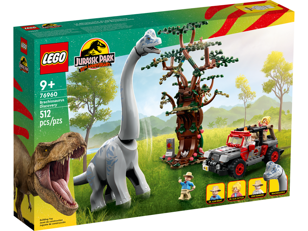 LEGO Jurassic World 76960 Brachiosaurus Discovery official box front, 512 pieces, ages 9+