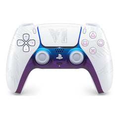 DualSense Grand Theft Auto VI White Limited Edition, front view with the iridescent finish and GTA VI branding