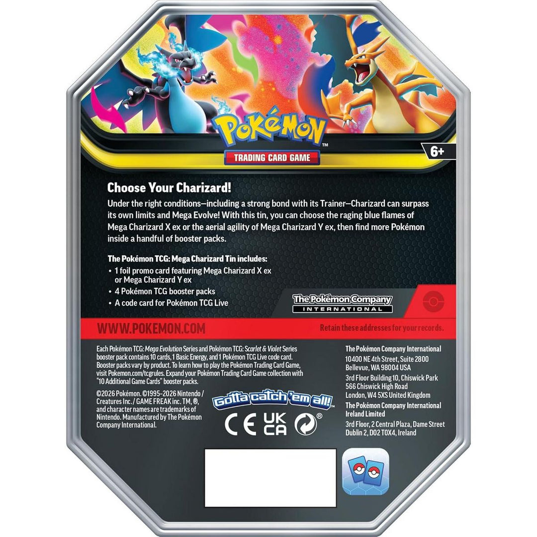 Pokémon TCG: Mega Charizard X Tin (4 Booster Packs + Promo Card)