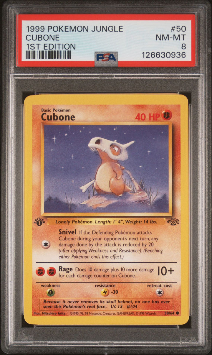 Cubone #50 1st Edition in PSA 8 - Jungle Pokemon 1999 - Quaza Collect