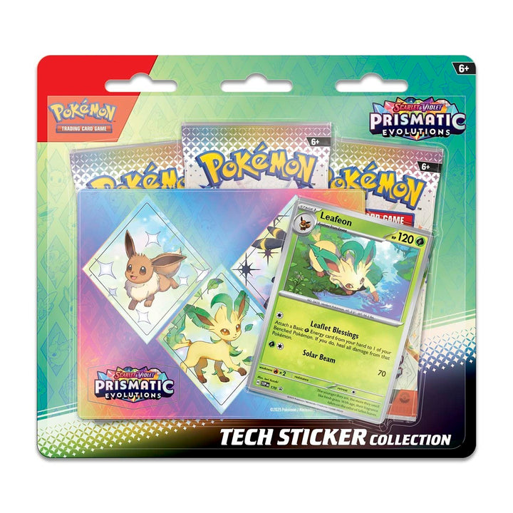 Pokémon TCG: Prismatic Evolutions Leafeon Tech Sticker Collection (3 Booster Packs + Promo + Sticker)